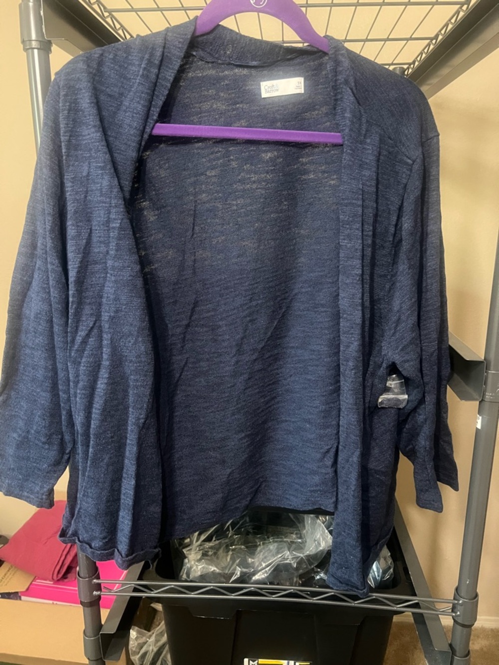 croft & barrow Navy Open-Front Lightweight Cardigan